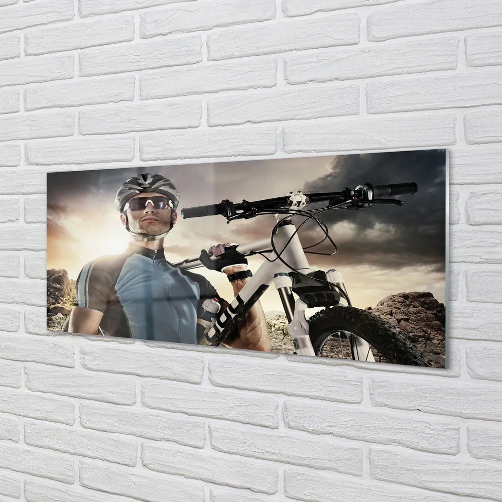 Szklany Panel Rowerzysta rower chmury
