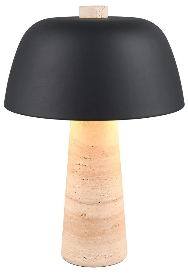 Czarna/beżowa lampa stołowa z metalowym kloszem (wysokość 41 cm) Timba – Trio Select