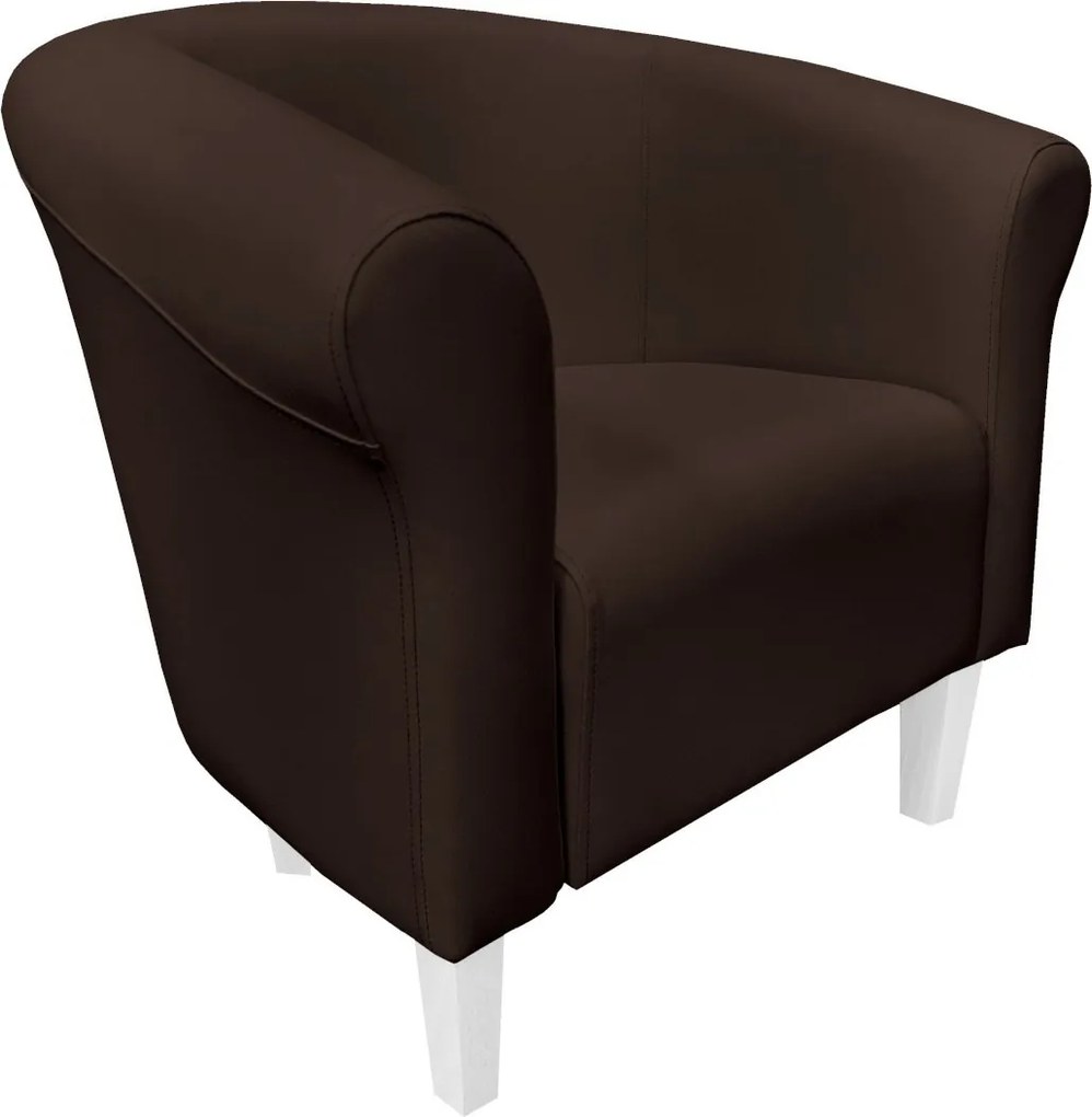 Fotel Milo tkanina Eko-skóra elegancki fotel do salonu i gabinetu : Kolor nogi - Biała, Kolor tkaniny - EKO-SKÓRA - 19D, Wysokość nogi - 15 cm