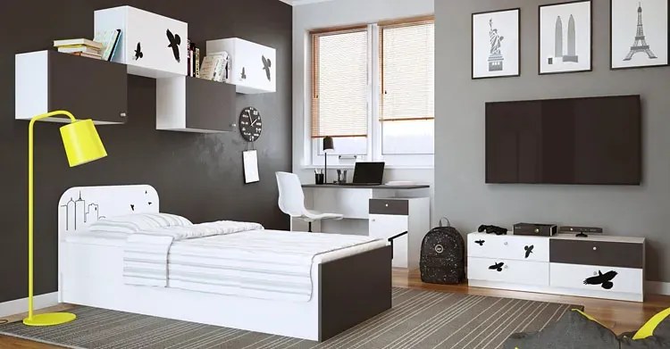 Biało-grafitowa szafa młodzieżowa H8-S93