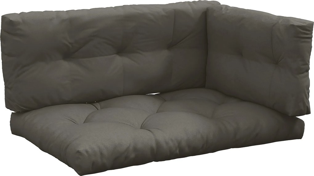 Outsunny Poduszki na palety, zestaw 3 sztuki, poduszki na ławki z ochroną UV, poduszki na meble ogrodowe, poduszki na taras, kolor ciemnoszary