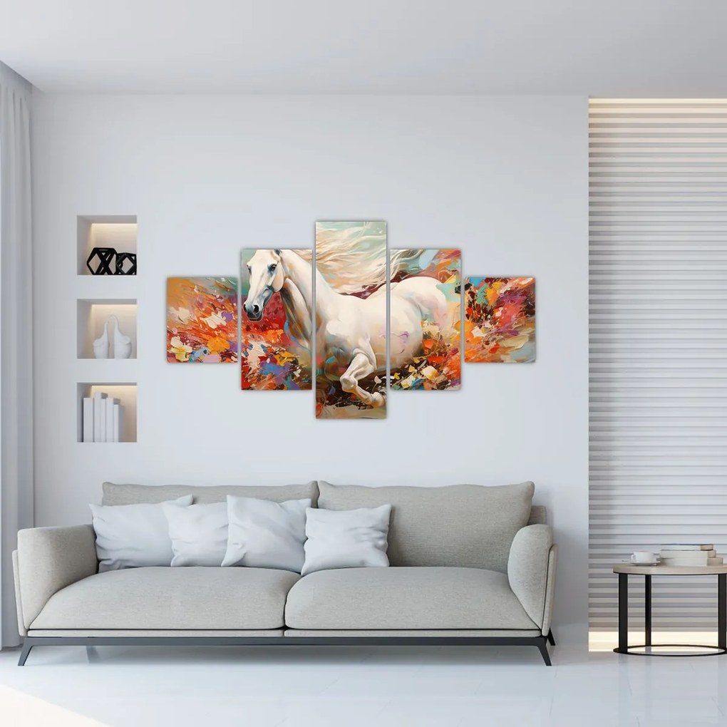 Obraz - Malowanie konia (125x70 cm)