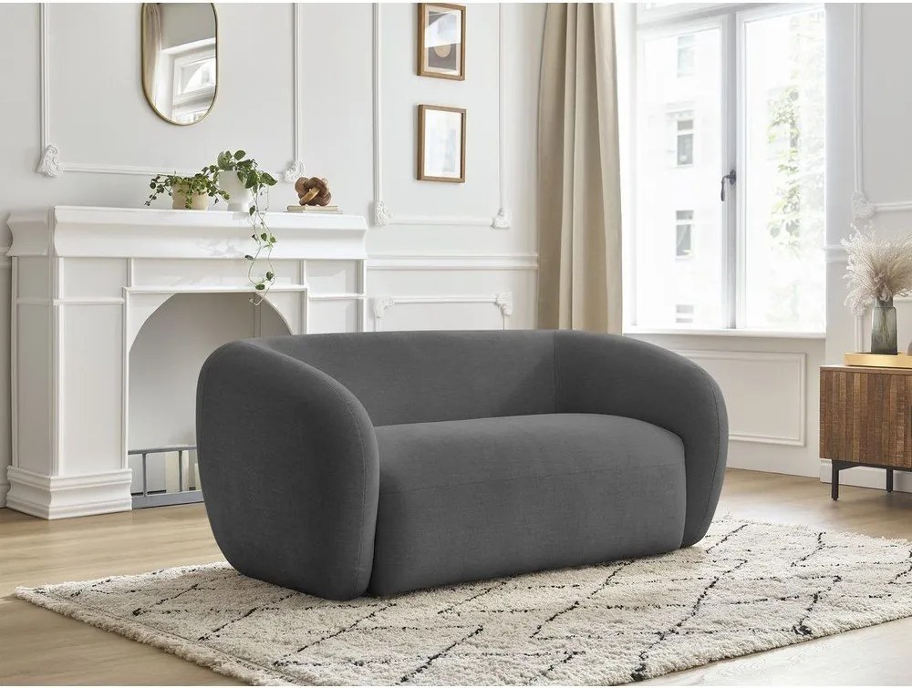 Ciemnoszara sofa z tkaniny szenilowej 160 cm Celine – Bobochic Paris