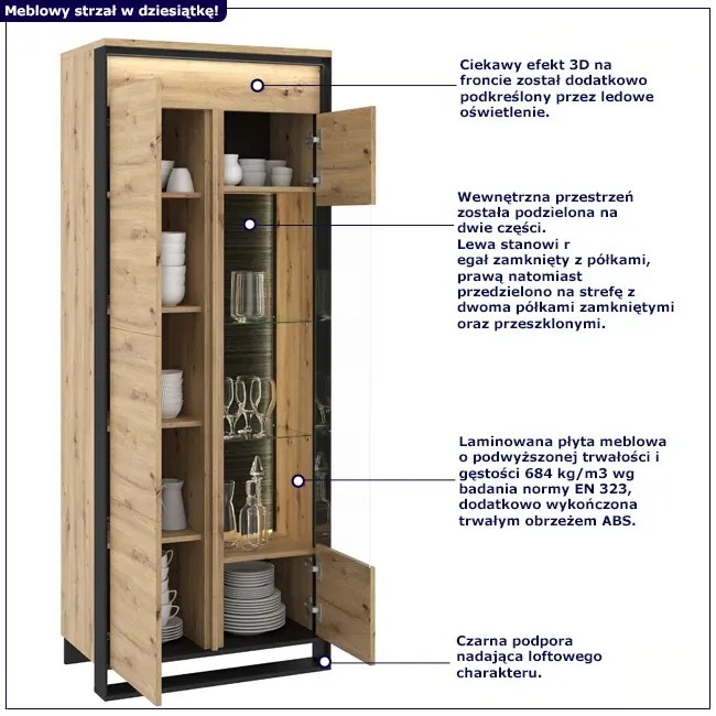 Industrialna witryna do salonu dąb artisan - QA S0-K43