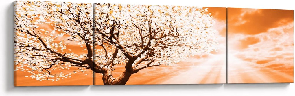 Pomarańczowy obraz drzewa (170x50 cm)
