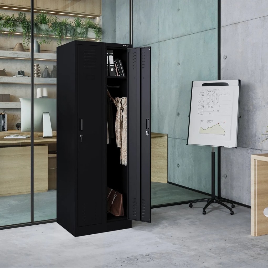 Dwudrzwiowa szafa BHP wąska 60x50x180 cm Kacper 2, czarna