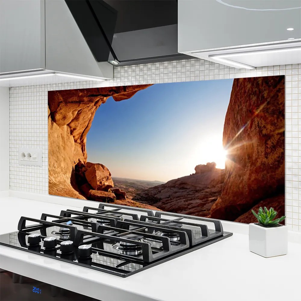 Szkło Ozdobne do Kuchni Słoneczne Skały Nad Horyzontem