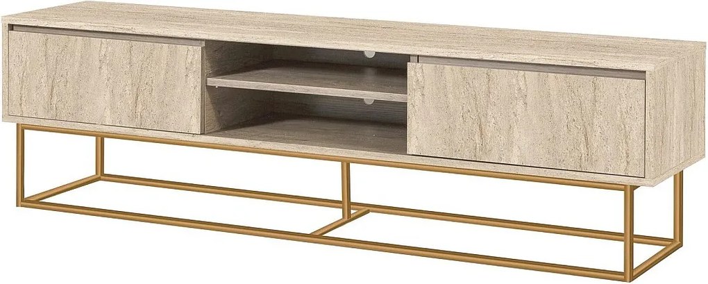 Stojak pod TV – 180 x 50 x 40 cm – Trawertyn – MDF i metal