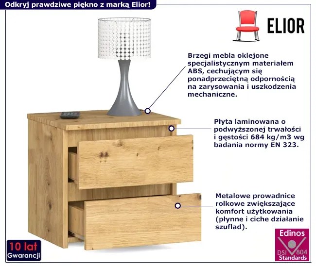 Skandynawska szafka nocna dąb artisan - Atika 3X