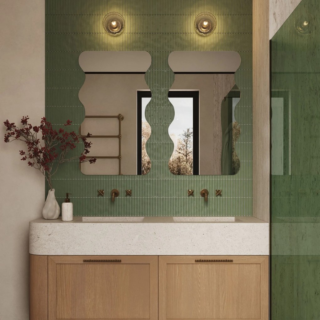 Lustro dekoracyjne oszlifowane bez podświetlenia WAVE Duo | Różne rozmiary | Różne kolory : Kolor tafli szkła - Srebrny, Rozmiar - 60 x 120 cm