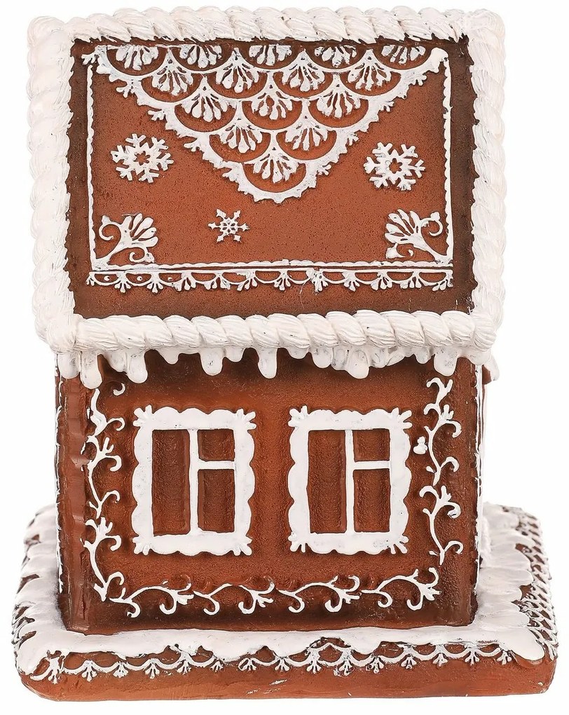 Dekoracja świąteczna Domek z piernika z oświetleniem LED, poliresin, 15 cm