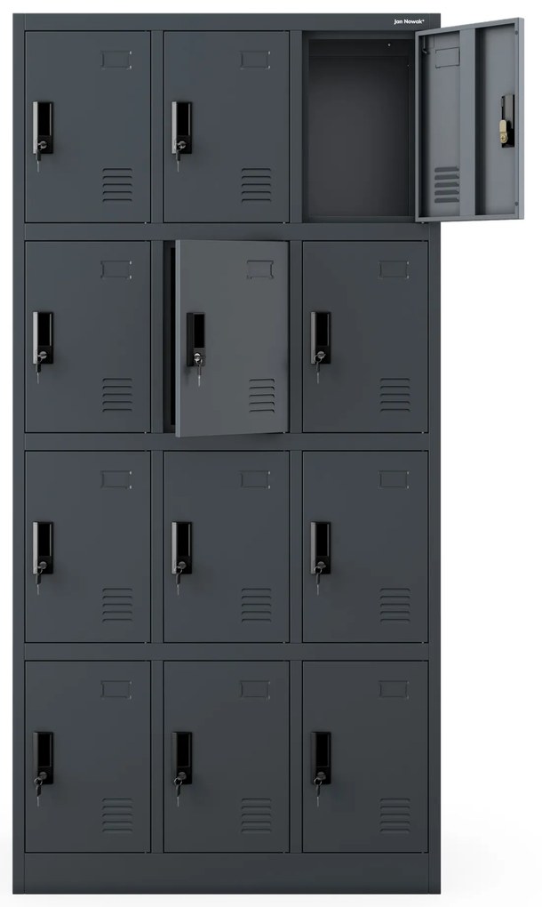 Szafka skrytkowa socjalna BHP metalowa MARCIN, 900 x 1850 x 400 mm, antracytowa