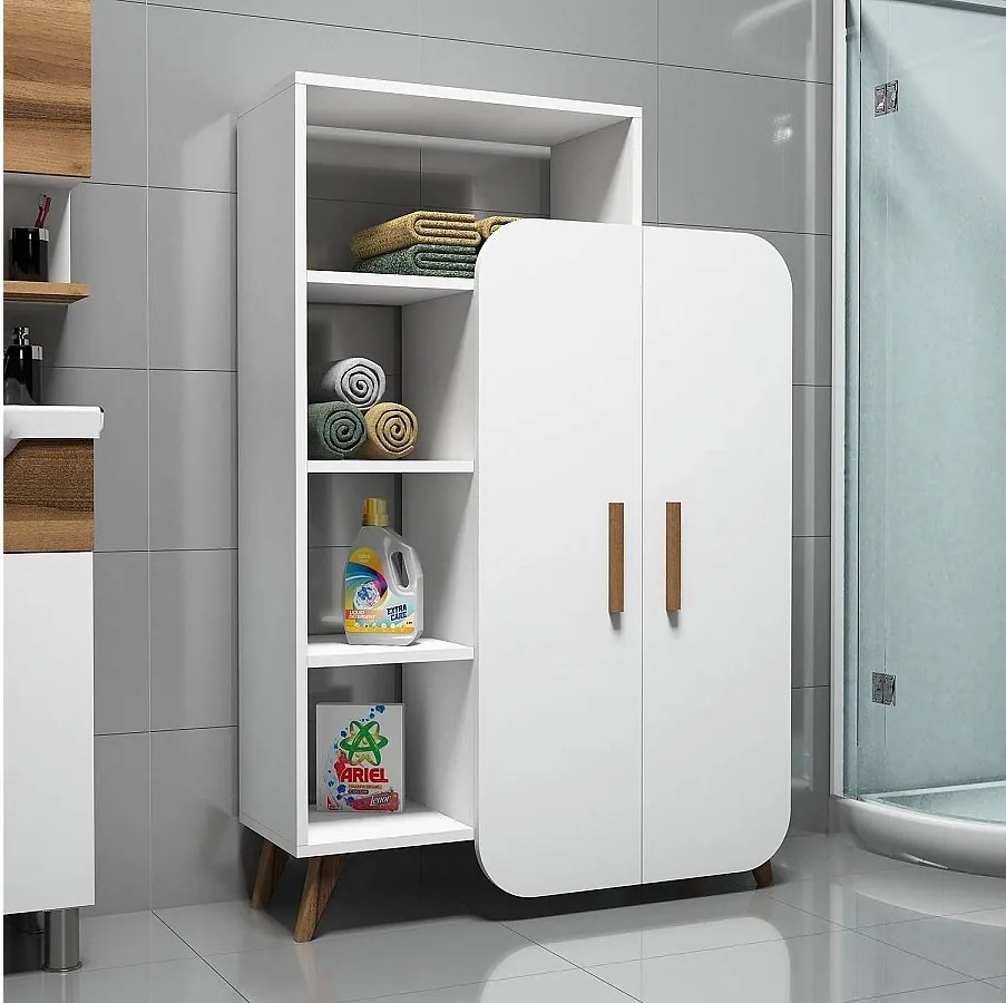 Nowoczesny regał na książki – 90 x 132 x 32 cm – Biały – Płyta wiórowa pokryta melaminą