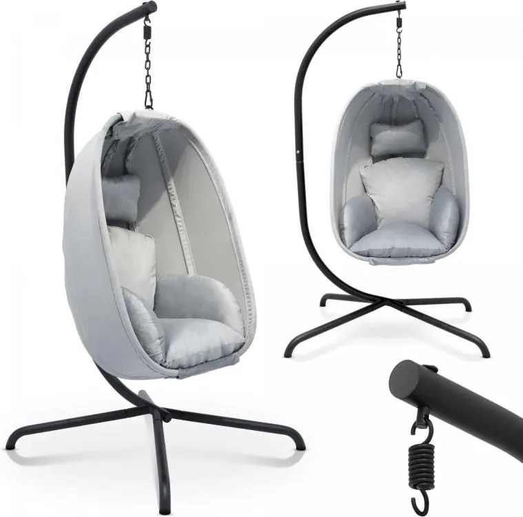 Fotel bujany podwieszany MIADOMODO szary, nośność 160 kg