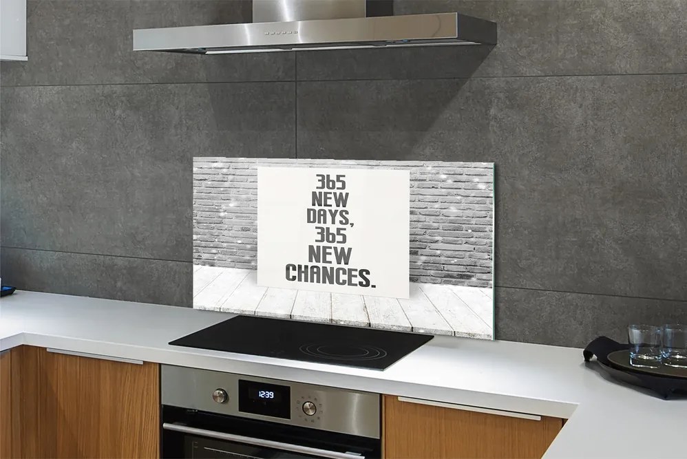 Szkło Ozdobne do Kuchni Napis na Ceglanym Murze