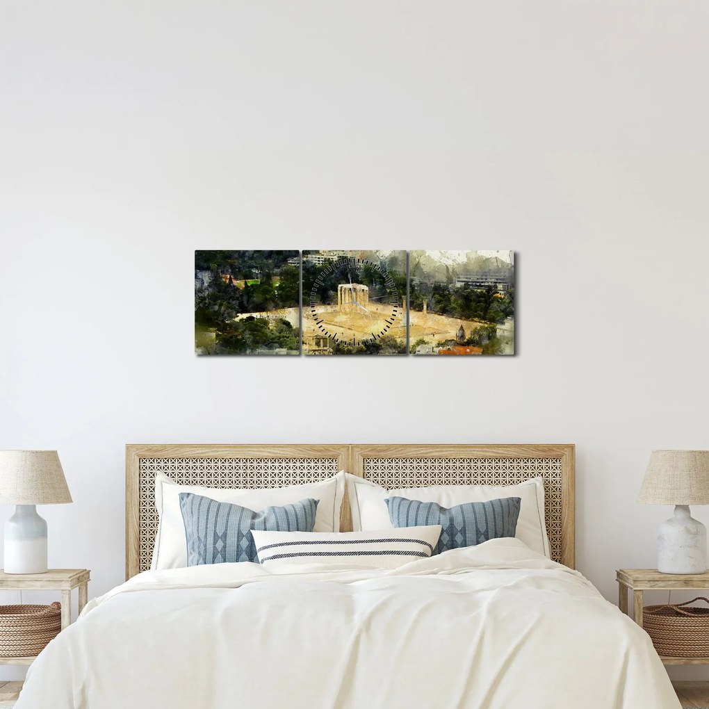 Obraz - Świątynia Zeusa, Ateny, Grecja (z zegarem) (90x30 cm)