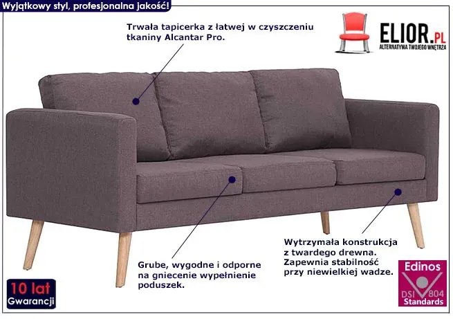 Trzyosobowa kanapa w kolorze taupe - Imex 3X