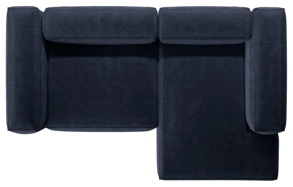 Ciemnoniebieski sztruksowy narożnik (prawostronny/z szezlongiem) Bergamo – Cosmopolitan Design