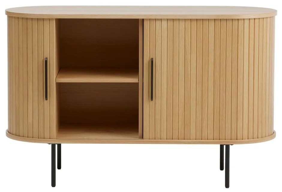 Komoda w dekorze dębu z drzwiami przesuwnymi w naturalnym kolorze 120x76x45 cm Nola – Unique Furniture