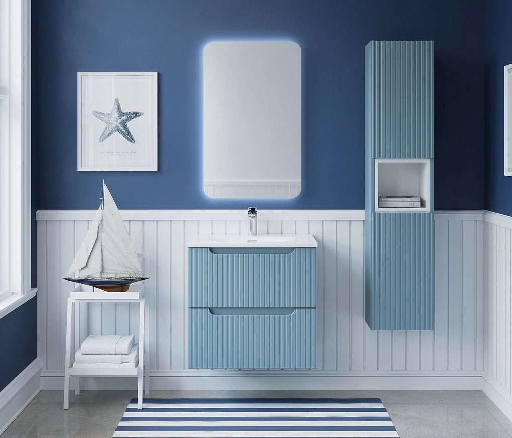 Niebieska szafka pod umywalkę z szufladami - Arvessi 4X