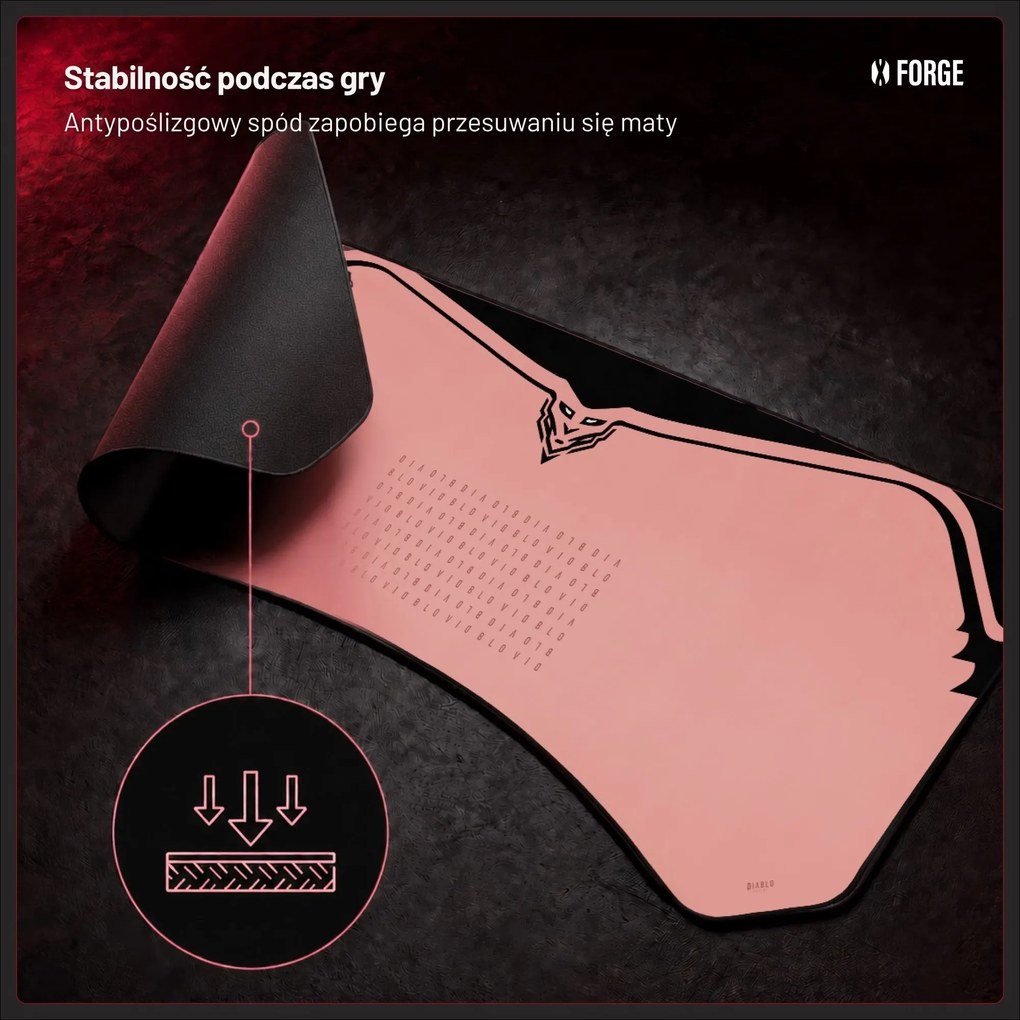 Podkładka ochronna na biurko Diablo X-Forge 120 cm, Akira Pink