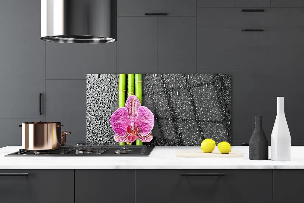 Panel Szklany Orientalny Bambus i Kwiaty