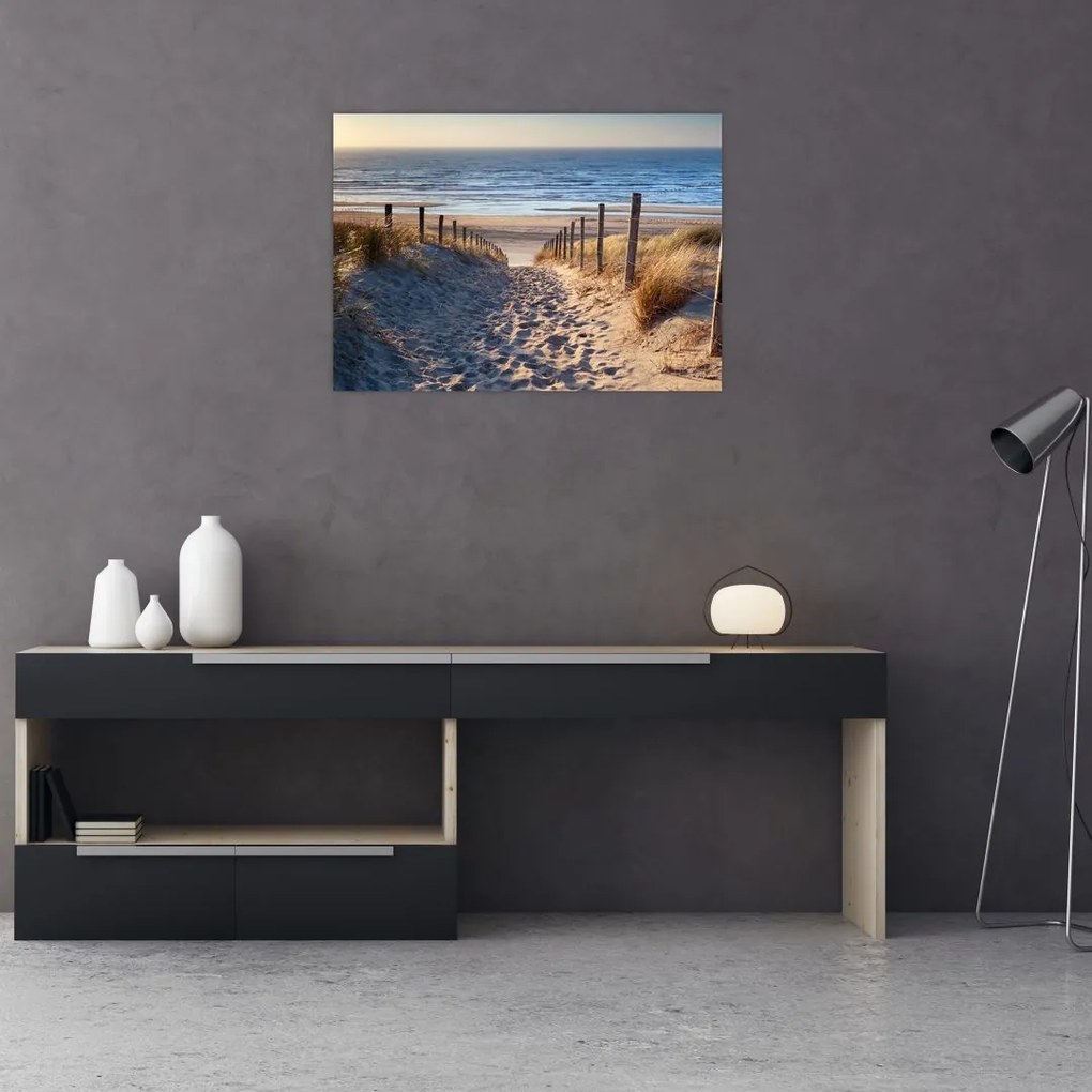 Obraz na szkle - Droga na plażę Morza Północnego, Holandia (70x50 cm)