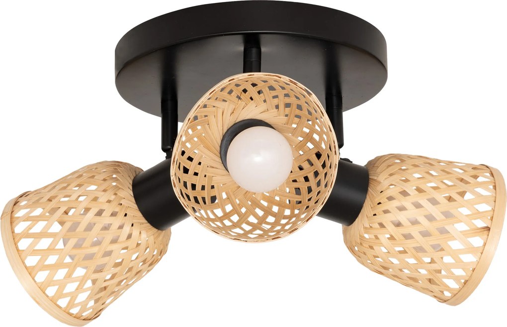 Lampy sufitowe LIO 3 klosze z plecionego bambusa, 3 x Ø 25 cm