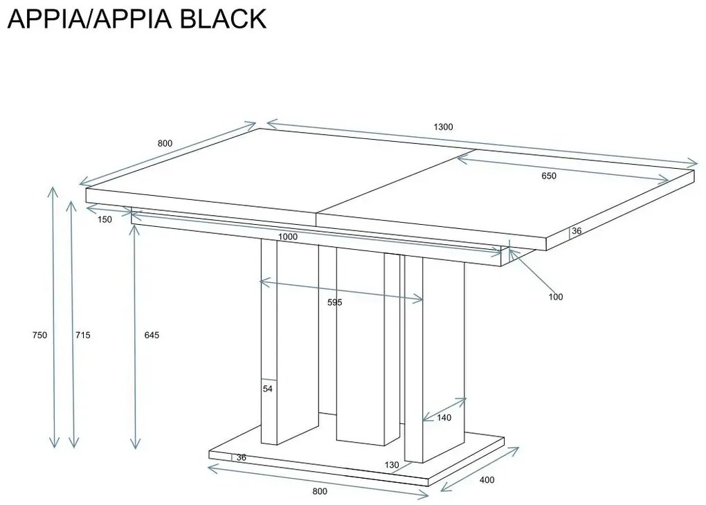 Stół rozkładany APPIA 130(210)x80 kaszmirowy mat/czarny mat ENDO