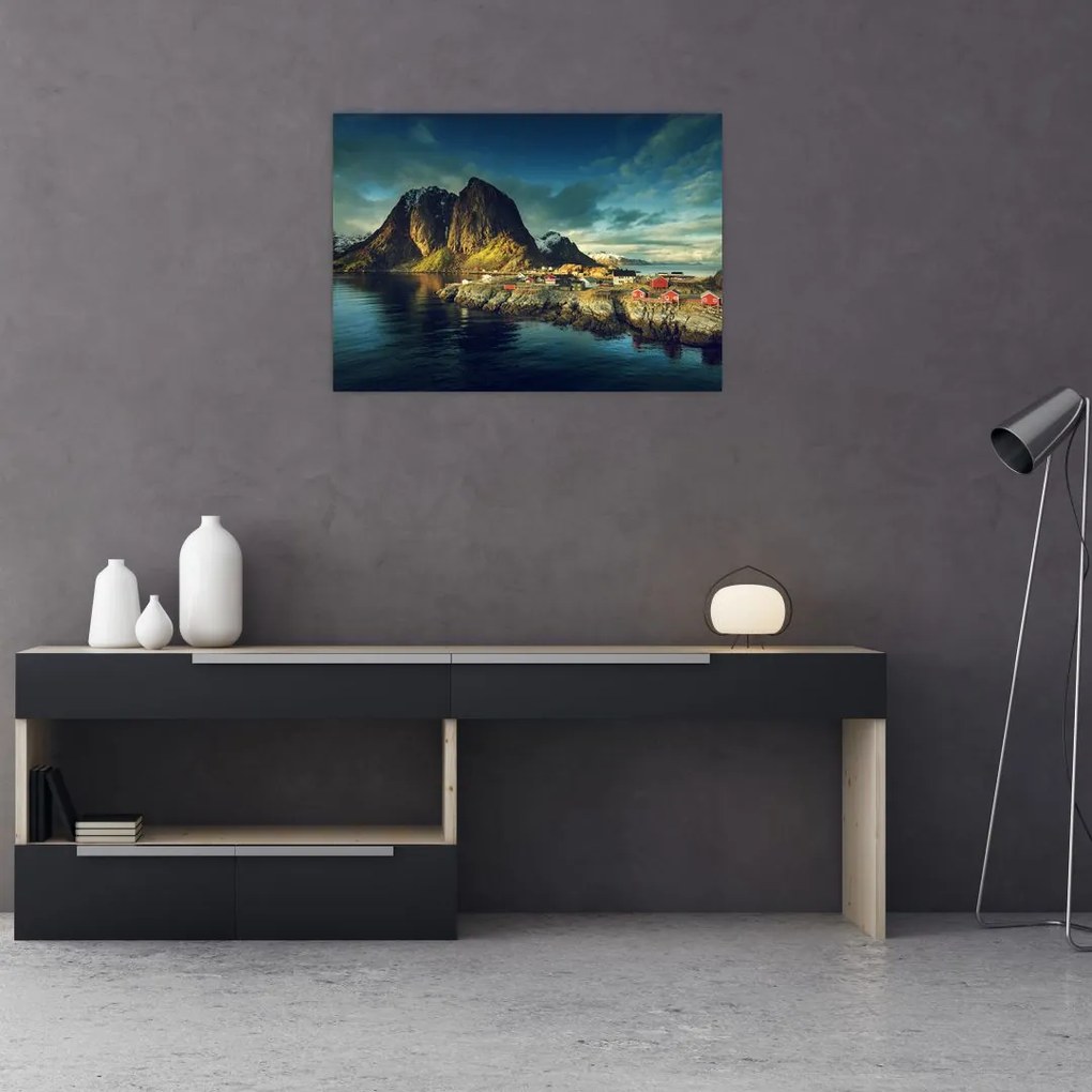 Obraz wioski rybackiej w Norwegii (70x50 cm)