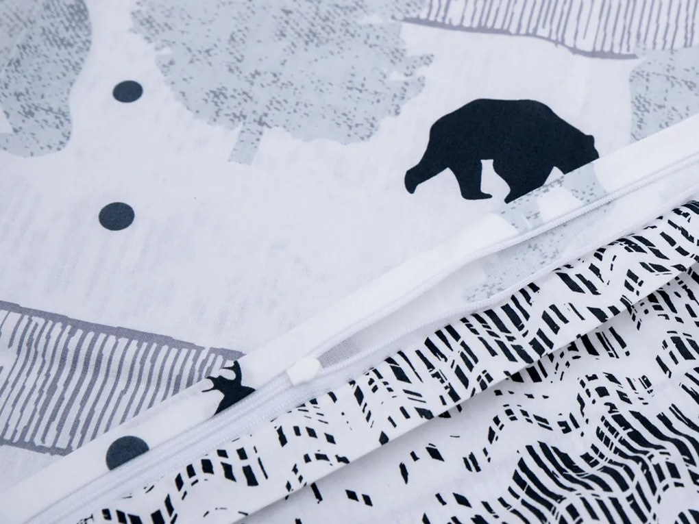 PrzytulneMieszkanie.pl PrzytulneMieszkanie.pl Bawełniana pościel Renforcé SOBI I DRZEWA biała Rozmiar pościeli: 70 x 90 cm | 140 x 200 cm