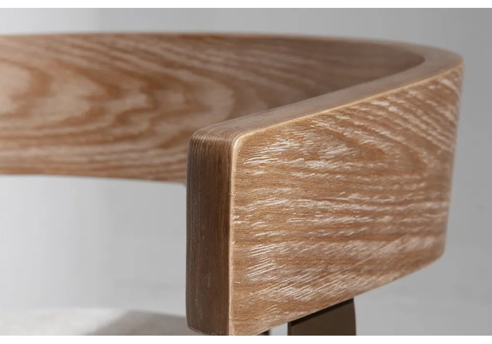 Kremowe/w naturalnym kolorze tapicerowane hokery zestaw z podłokietnikami 2 szt. Ilia – MOME