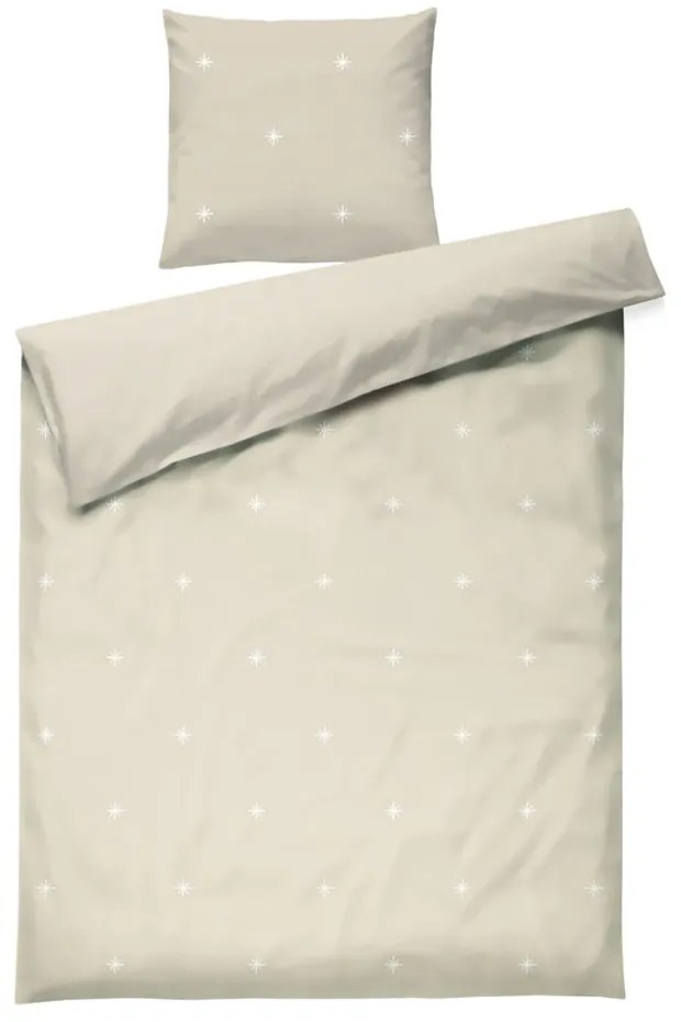 Beżowa pościel jednoosobowa z perkalu bawełnianego 140x200 cm Christmas Fable – JUNA