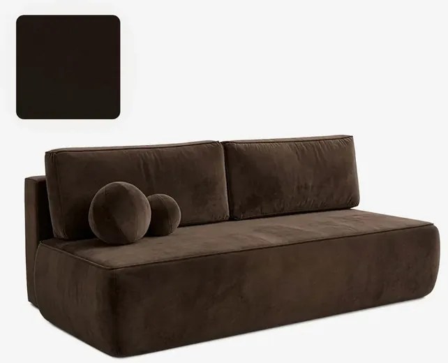 Sofa z Funkcją Spania ARVETO Brązowa Welurowa Nowoczesna