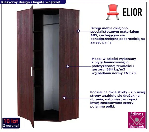 Minimalistyczna szafa narożna wenge - Xato 3X