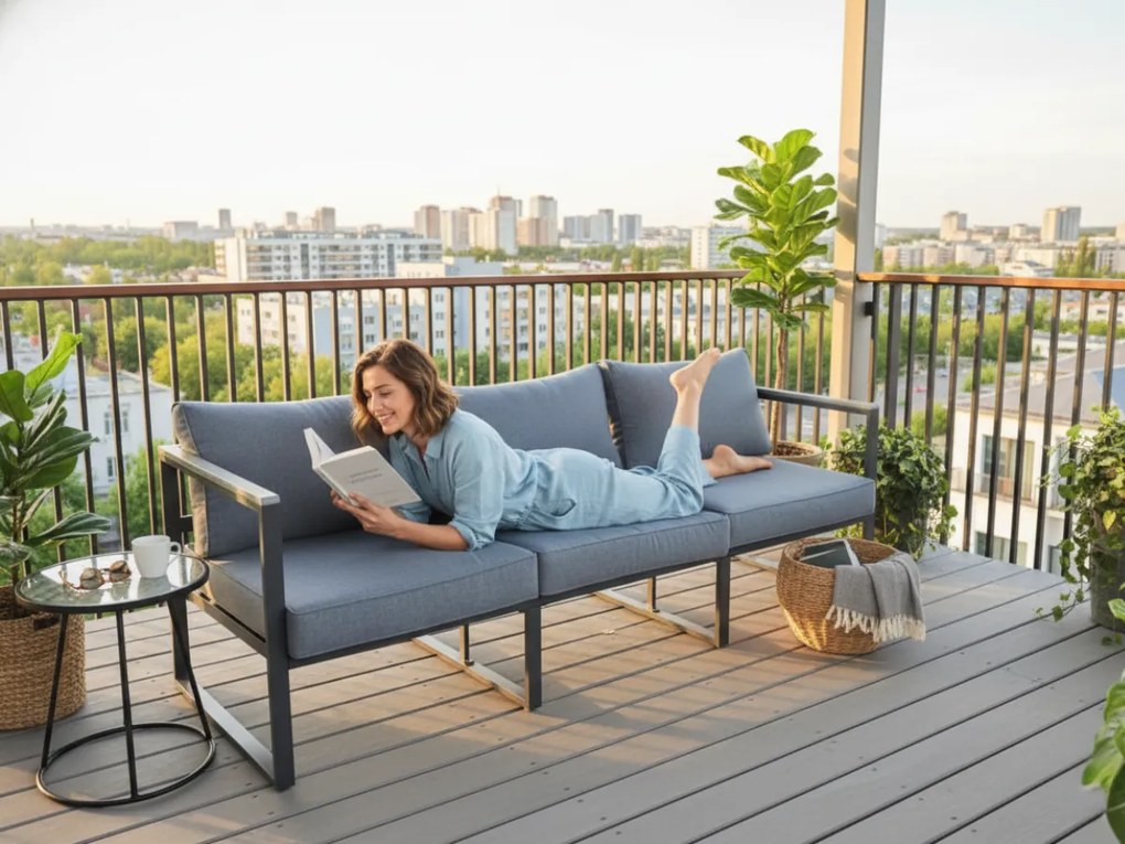 Duża sofa ogrodowa 204cm z aluminium MOSTRARE