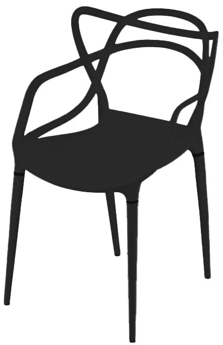 Zestaw 4 czarnych plastikowych krzeseł KATO