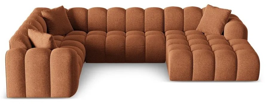 Narożnik z tkaniny szenilowej (lewostronny/w kształcie litery U) w kolorze terakoty Treno – Cosmopolitan Design