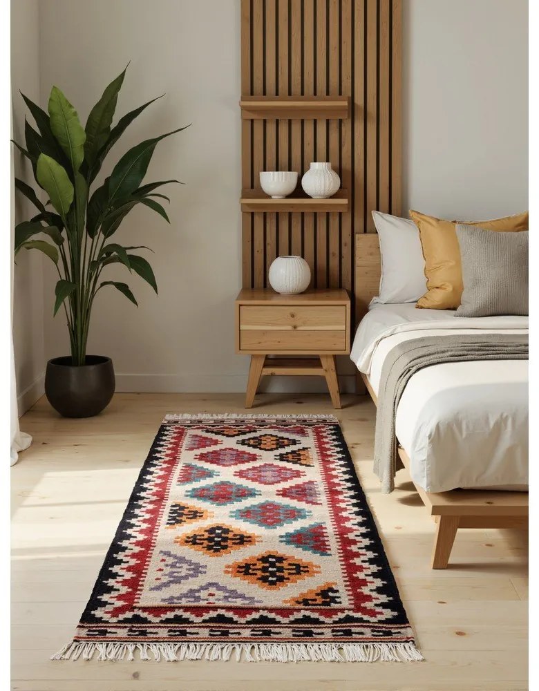 Czerwony wełniany chodnik dwustronny tkany ręcznie 60x190 cm Kamal Kian – Nouristan