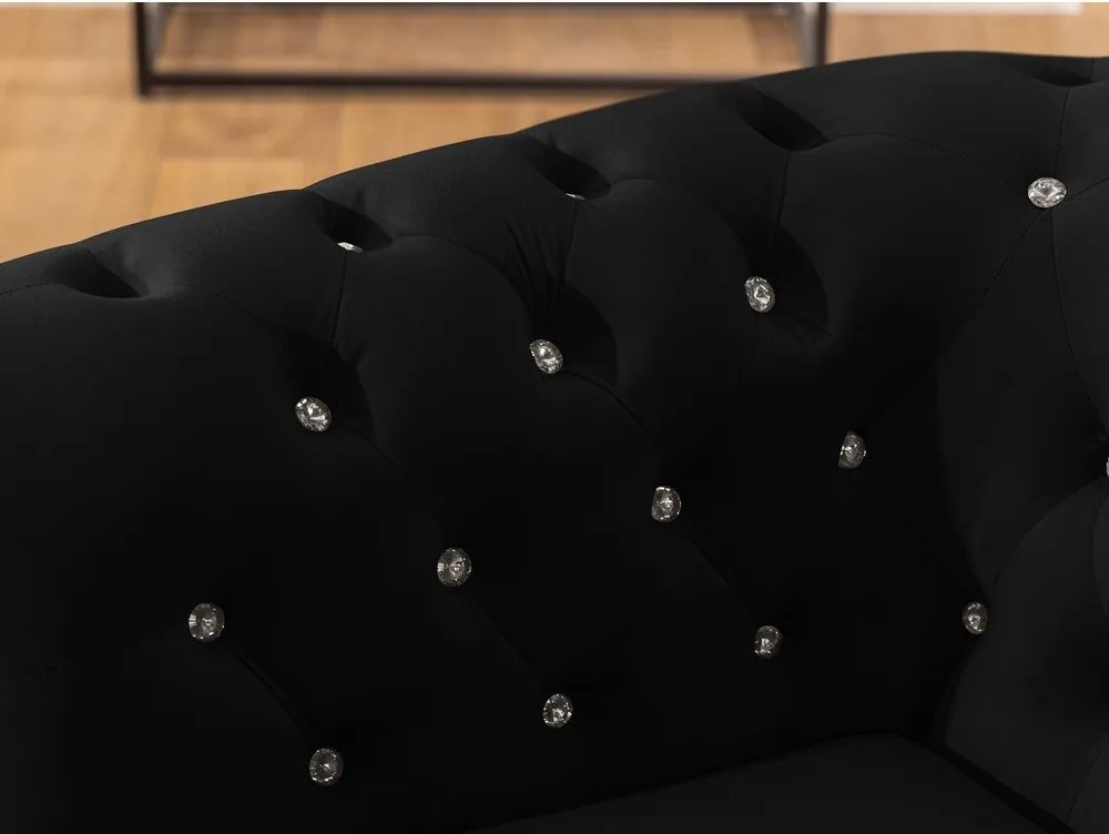 Czarny aksamitny fotel typu chesterfield York Blik – Ropez