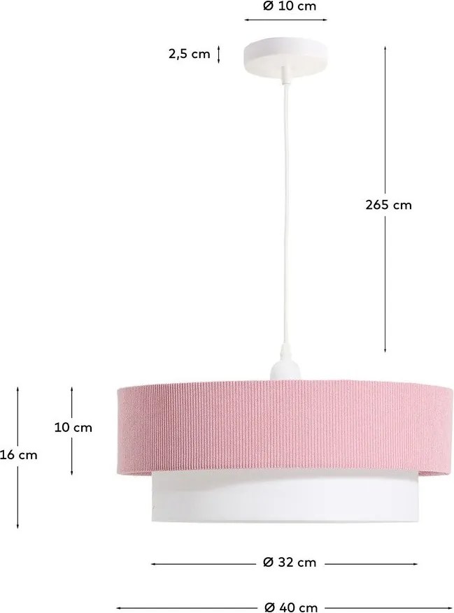 Biały/jasnoróżowy żyrandol dziecięcy z tekstylnym kloszem Bianella – Kave Home