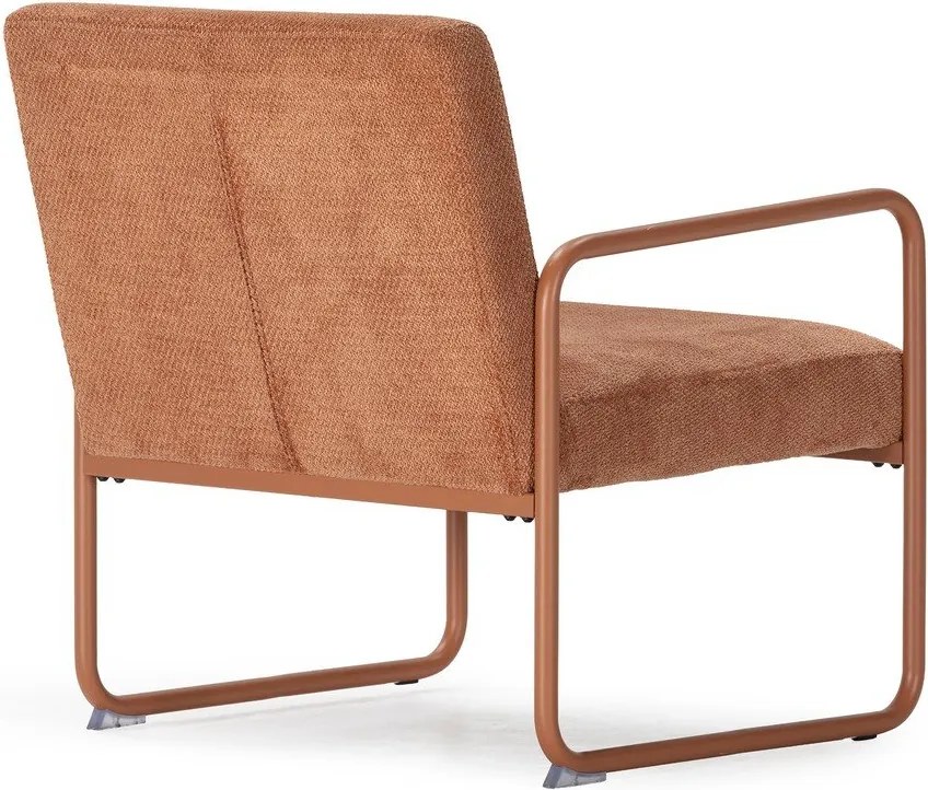 Fotel z tkaniny szenilowej w kolorze terakoty Vince – MOME