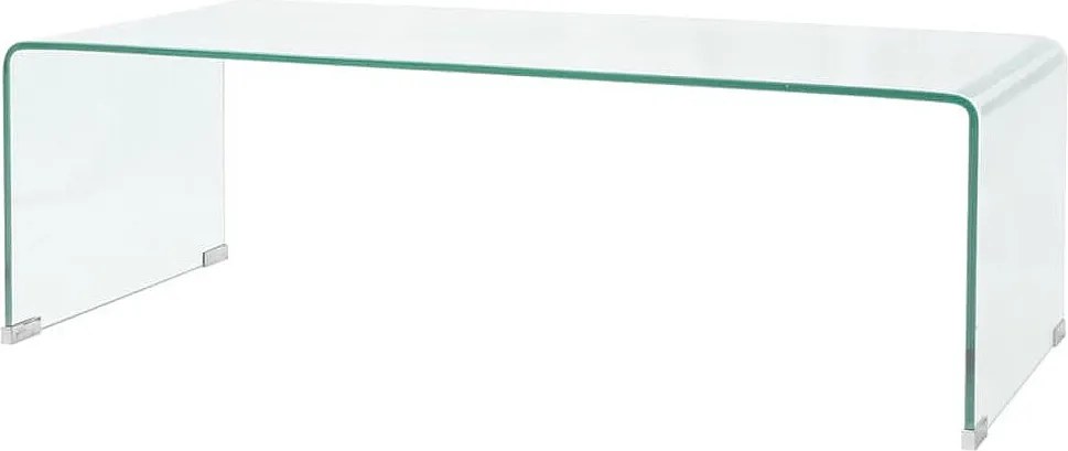 Prostokątny stolik kawowy z przezroczystego hartowanego szkła 98x45x30 cm nowoczesny design bez przechowywania