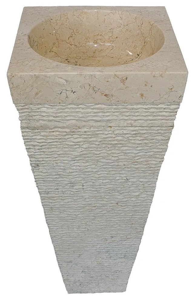 Umywalka stojąca z marmuru - Kremowy - szer. 40 x dł. 40 x wys. 90 cm - STORTA