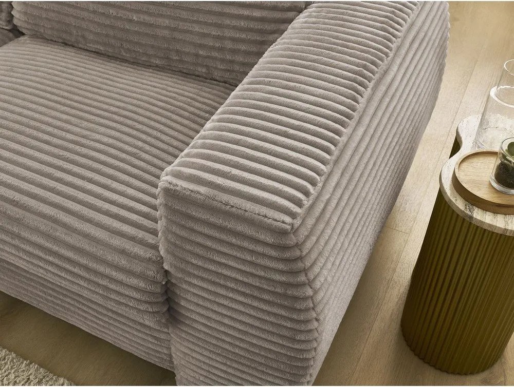 Szarobrązowa sztruksowa rozkładana sofa do spania 240 cm Hugo – Bobochic Paris