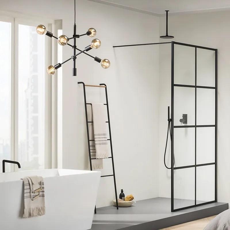 Industrialna lampa wisząca czarna 6-świateł - Sydney