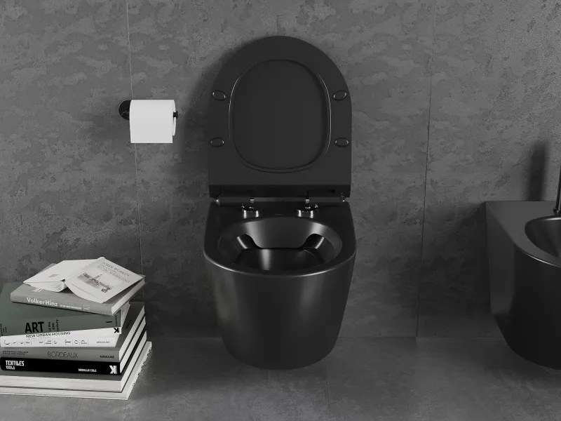 Mexen Lena miska wc Rimless z deską wolnoopadającą slim, duroplast, czarna mat - 30220185