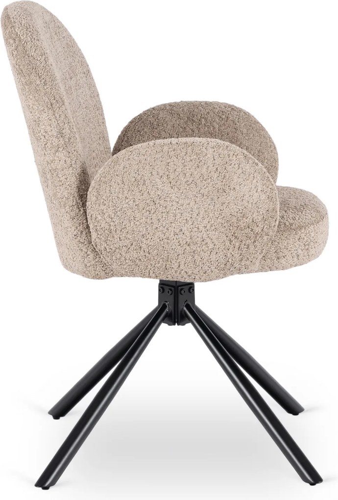 Krzesło Tapicerowane Obrotowe do Salonu MUSSO Brązowe Nowoczesne