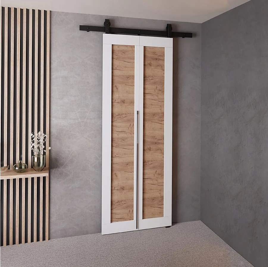 Drzwi Przesuwne QUDIO M1 Biały + Dąb Craft Złoty 60