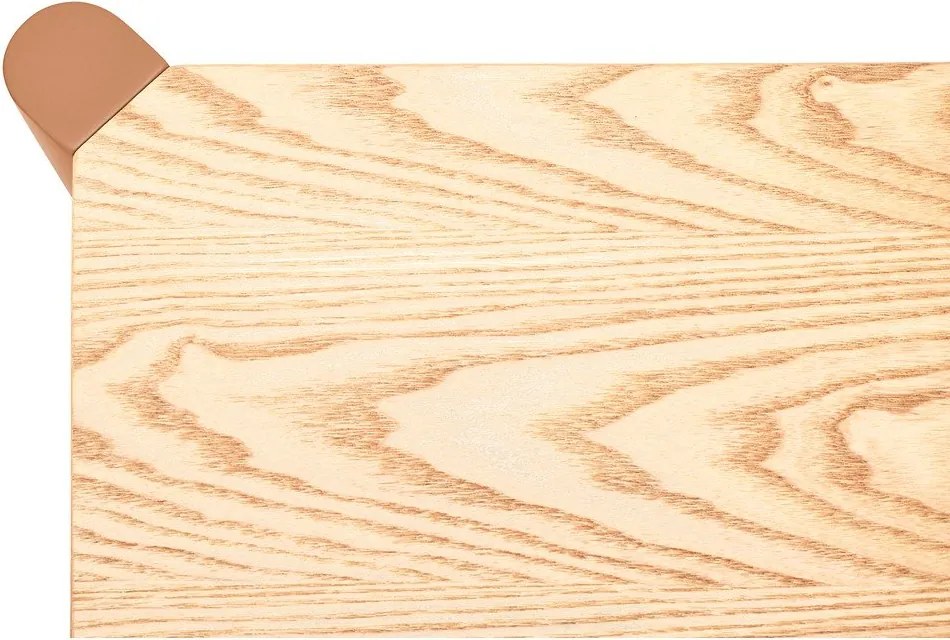 Ceglasty/w jasnym naturalnym kolorze regał w dekorze dębu 126x59x43 cm Bona – Teulat